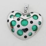 Silver heart blue stone pendant SB54 26mm tall and 24mm wide 3