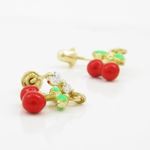 14K Yellow gold Cherry cz chandelier earrings for Children/Kids web528 3