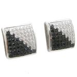 Mens .925 sterling silver White and black 8 row square earring MLCZ100 5mm thick and 10mm wide Size 