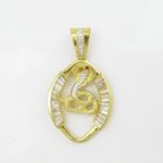 Mens 10k Yellow gold Yellow gold cobra white and red gemstone charm EGP37 3