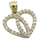 Womens 10k Yellow gold Dual heart join cz gold pendant GCHA45 1