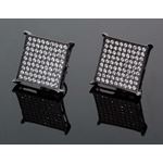 .925 Sterling Silver Black Square White Crystal Micro Pave Unisex Mens Stud Earrings 1