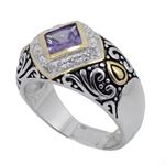 "Ladies .925 Italian Sterling Silver Purple Violet synthetic gemstone ring SAR14 6