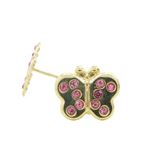 14K Yellow gold Thin butterfly cz stud earrings for Children/Kids web416 1