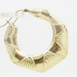 10k Yellow Gold earrings Round bamboo hoop AGBE39 3