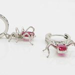 Womens Pink precious stone spider chandelier earring Silver8 3