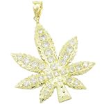 Mens 10k Yellow gold White gemstone marijuana leaf charm EGP66 EGP66 1