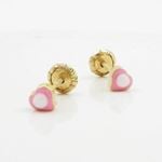 14K Yellow gold Simple heart stud earrings for Children/Kids web140 3