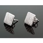 Sterling Silver Unisex Fashion Square Hand Set Stud Earrings ME0227b 1