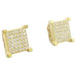 Mens .925 sterling silver Yellow 6 row square earring MLCZ50 5mm thick and 9mm wide Size 1