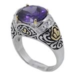 "Ladies .925 Italian Sterling Silver Purple Violet synthetic gemstone ring SAR6 6