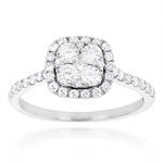 14K Natural 1 Ctw Diamond Engagement Ring Halo Clu