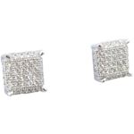 Mens .925 sterling silver White 8 row square earring MLCZ75 4mm thick and 7mm wide Size 1