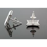 .925 Sterling Silver White Kite White Crystal Micro Pave Unisex Mens Stud Earrings 3