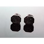 .925 Sterling Silver Black Octagon Black Onyx Crystal Micro Pave Unisex Mens Stud Earrings 8mm 1