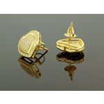 .925 Sterling Silver Yellow Heart White Crystal Micro Pave Unisex Mens Stud Earrings 3