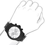 Luxurman Watches: Phantom Black Genuine Diamond Watch for Men 2.25ct Steel Band 3