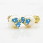 14K Yellow gold Butterfly pearl stud earrings for Children/Kids web79 3