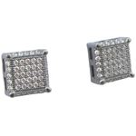 Mens .925 sterling silver White and black 7 row square earring MLCZ111 4mm thick and 8mm wide Size 1