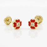 14K Yellow gold Flower cz stud earrings for Children/Kids web101 3