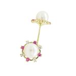 14K Yellow gold Round pearl fancy cz stud earrings for Children/Kids web523 1