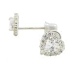 14K White gold Heart cz stud earrings for Children/Kids web241 1