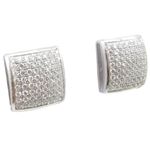 Mens .925 sterling silver White 8 row square earring MLCZ99 5mm thick and 10mm wide Size 1