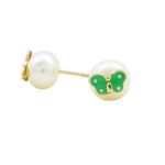 14K Yellow gold Butterfly pearl stud earrings for Children/Kids web83 1