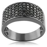 Designer Ring 10K Rhodium Plated Gold Black 1.6 Ct