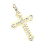 Mens Natural 2Ctw Diamond Cross Pendant 14K For Hi