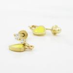 14K Yellow gold Thin heart cz chandelier earrings for Children/Kids web505 3