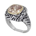 "Ladies .925 Italian Sterling Silver Spring citrine synthetic gemstone ring SAR30 6