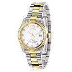 Ladies Luxurman Tribeca Two Tone Genuine Gold Plated Real Diamond Watch 1.5ct 1