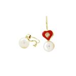 14K Yellow gold Heart and pearl hoop earrings for Children/Kids web49 1