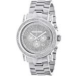 Large Iced Out Mens Chronograph Real Diamond Bezel