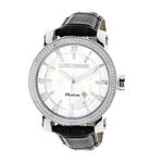 Luxurman Watches Mens VS Diamond Watch 18ct White MOP White Mother of Pearl Dial 1
