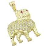 Mens 10k Yellow gold Red and white gemstone bulldog charm EGP57 1