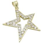 Mens 10k Yellow gold Outer star of david gold cz pendant GCHA35 1