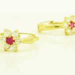 14K Yellow gold Flower cz hoop earrings for Children/Kids web260 3