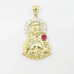 Mens 10k Yellow gold Red and white gemstone mary charm EGP54 3