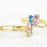 14K Yellow gold Butterfly cz hoop earrings for Children/Kids web323 3