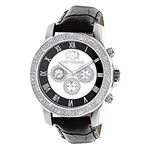 Luxurman Watches Mens Diamond Watch 0.25ct Freeze Black Genuine Leather Strap 1