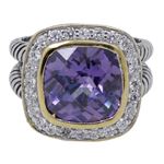 "Ladies .925 Italian Sterling Silver Purple Violet synthetic gemstone ring SAR54 6