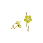 14K Yellow gold Flower cz hoop earrings for Children/Kids web28 1