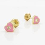 14K Yellow gold Heart cz stud earrings for Children/Kids web137 3