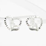 womens bp95 fancy earrings 14K white gold italian ball stud huggie hoop 1