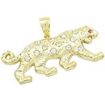 Mens 10k Yellow gold Red and white gemstone cougar charm EGP68 1