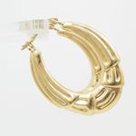 10k Yellow Gold earrings Fancy puff bamboo gold earrings AGBE67 3