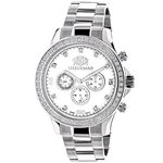 Real Diamond Watches For Men: Luxurman Liberty Diamond Bezel Watch White MOP 2ct 1