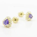 14K Yellow gold Heart cz stud earrings for Children/Kids web255 3